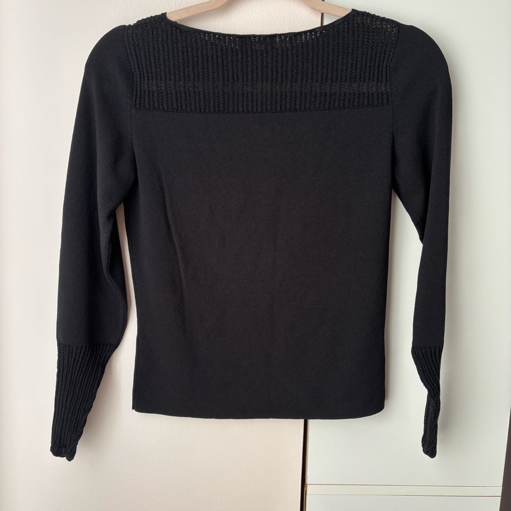 Ann Taylor Black Knit Sweater Pointelle Detail Size S - Picture 3 of 3